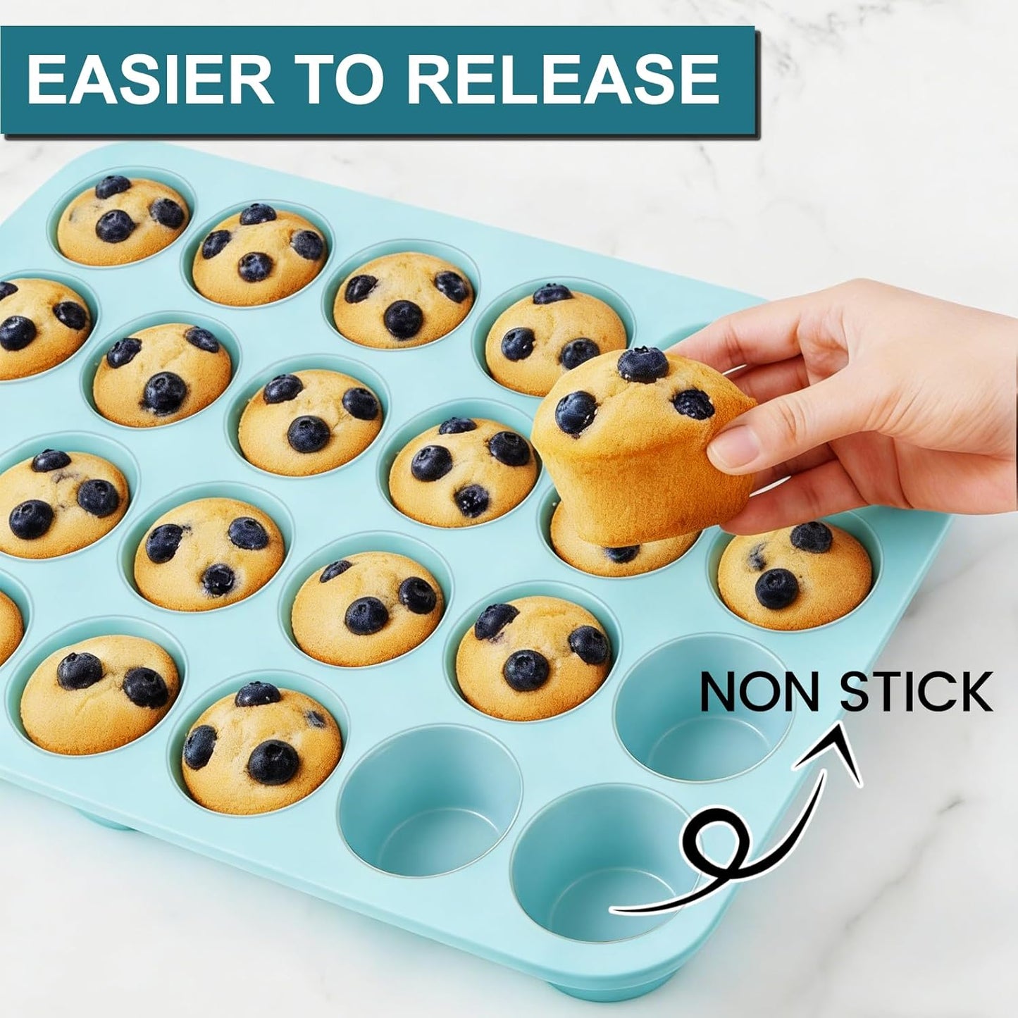 Silicone Mini Muffin Pan, 24 Cups Nonstick Cupcake Pan for Baking Muffin, Cupcake, Egg Bites, Fat Bomb, Light V1259-DP01-A-4516