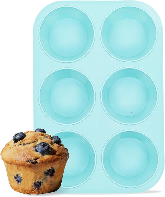 Jumbo Muffin Pan, 6 Cup Silicone 3.5 Inch Large Tin for Baking Giant Homemade Muffins, Cupcakes, Frittatas V1259-DP01-A-4517