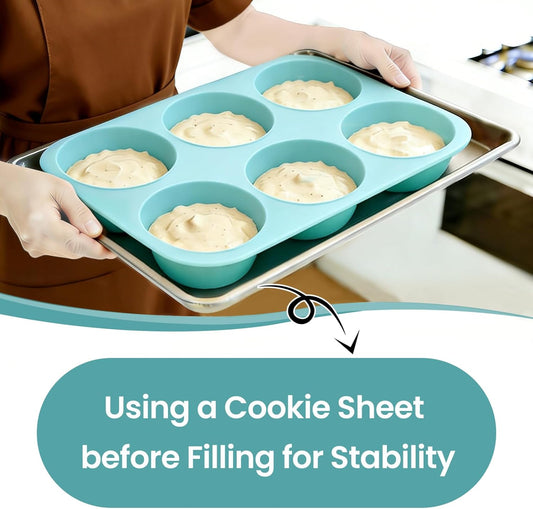 Jumbo Muffin Pan, 6 Cup Silicone 3.5 Inch Large Tin for Baking Giant Homemade Muffins, Cupcakes, Frittatas V1259-DP01-A-4517