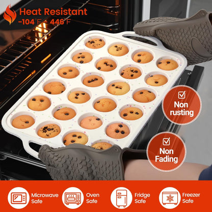 Mini Muffin Pan with Metal Reinforced Frame 24 Cups & Silicone Loaf 12 Cavities - V1259-DP01-A-4523