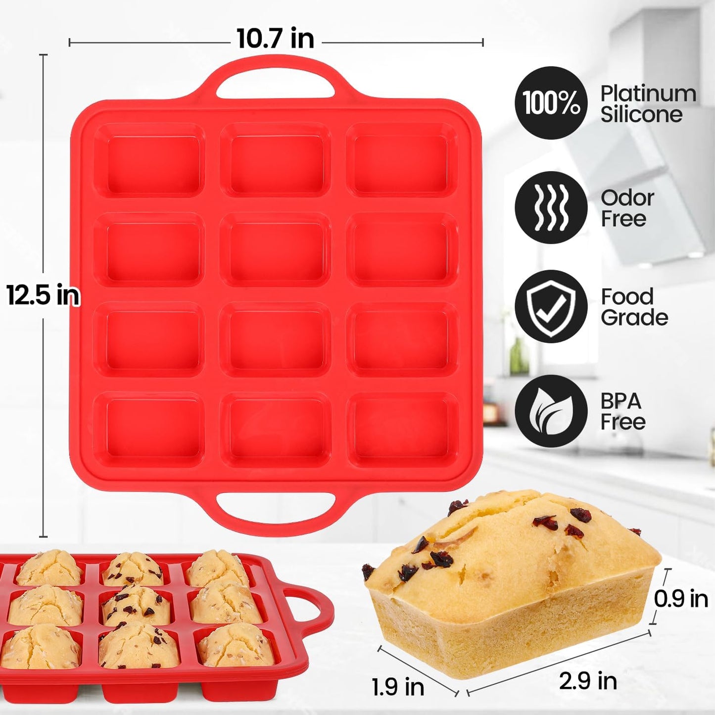 Mini Muffin Pan with Metal Reinforced Frame 24 Cups & Silicone Loaf 12 Cavities - V1259-DP01-A-4523