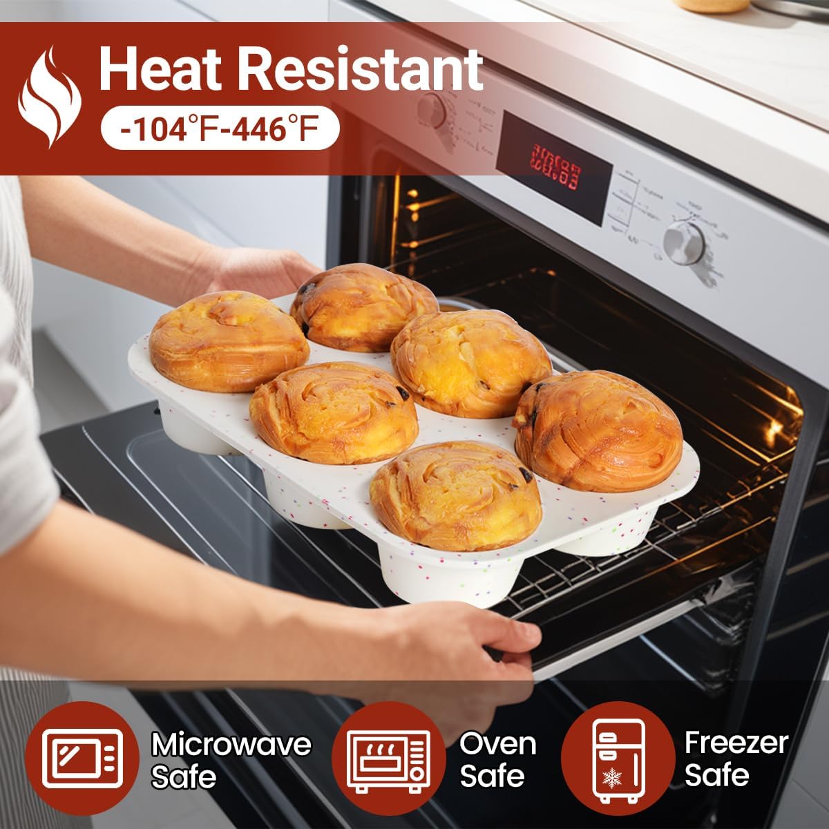 Silicone Jumbo Muffin Pan 6 Cups & Regular Size 12 - V1259-DP01-A-4526