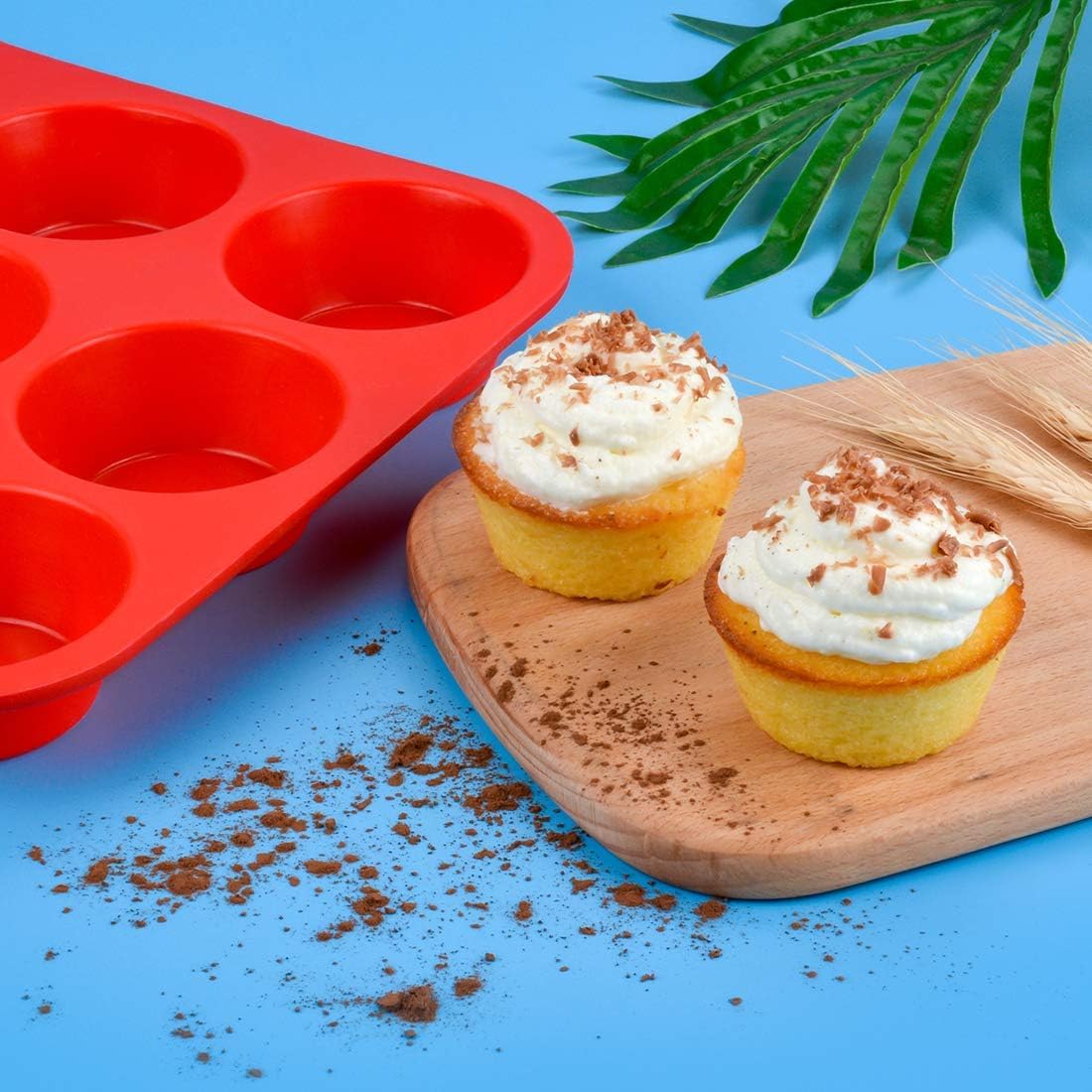 Silicone Muffin Pan Nonstick Cupcake & Metal Reinforced Frame Regular Size Pans Tray for Baking BPA Free - V1259-DP01-A-4530