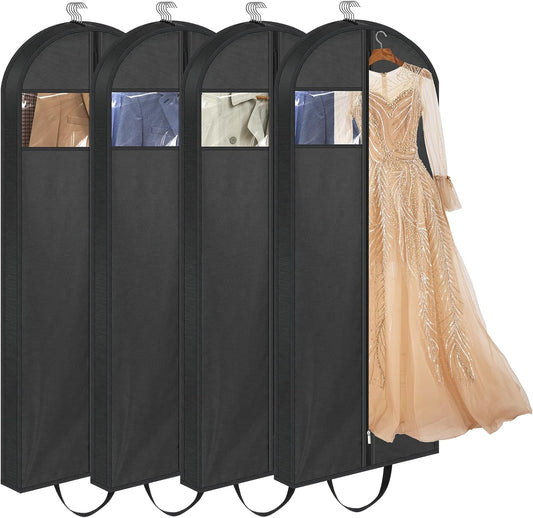 65" Long Garment Bags for Travel, Dress Hanging Clothes, Wedding Cover Women, Closet Storage Gowns, Coats, V1259-DP01-A-4554