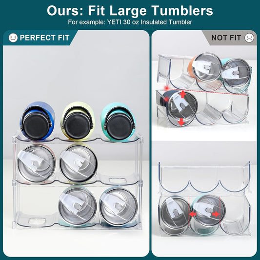 LARGER Compartment - Stackable Water Bottle Organizer Holder for Stanley & Others' Large Tumbler Clear Wine V1259-DP01-A-4557