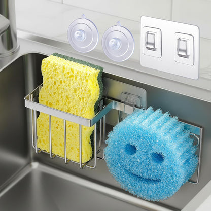 [Slim & Space-saving] Sponge Holder for Kitchen Sink, Caddy Scrub Daddy / Mommy Smiley Face, Sink Organizer V1259-DP01-A-4568