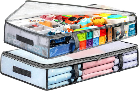 2 Pack Under Bed Storage Containers Bins, Humid-Proof Plastic Underbed Clothes and Organization Bags, the V1259-DP01-A-4571