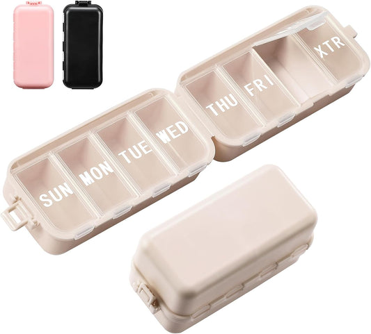 NEW Foldable Weekly Pill Organizer with Extra Grid, Portable 7 Day Box Once / 1 Time a Day, Week Daily V1259-DP01-A-4572