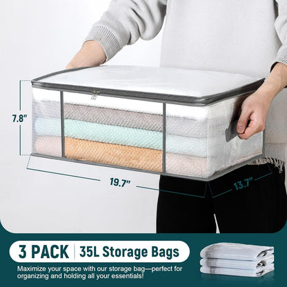 6 Pack Clear Garment Bags-40'' Long, 3 Clothes Storage Bags-35L - V1259-DP01-A-4591
