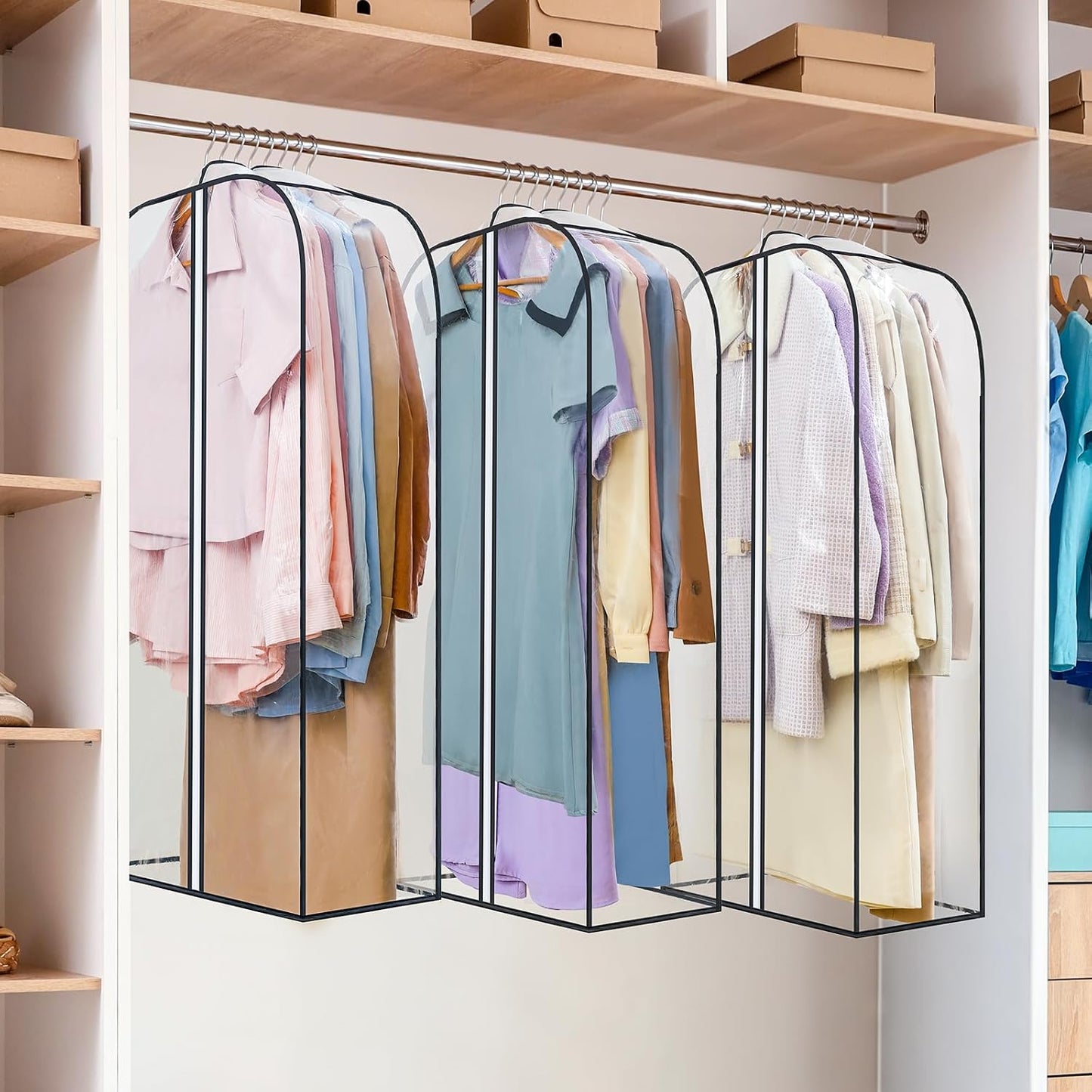 6 Pack Clear Garment Bags-40'' Long, 3 Clothes Storage Bags-35L - V1259-DP01-A-4591