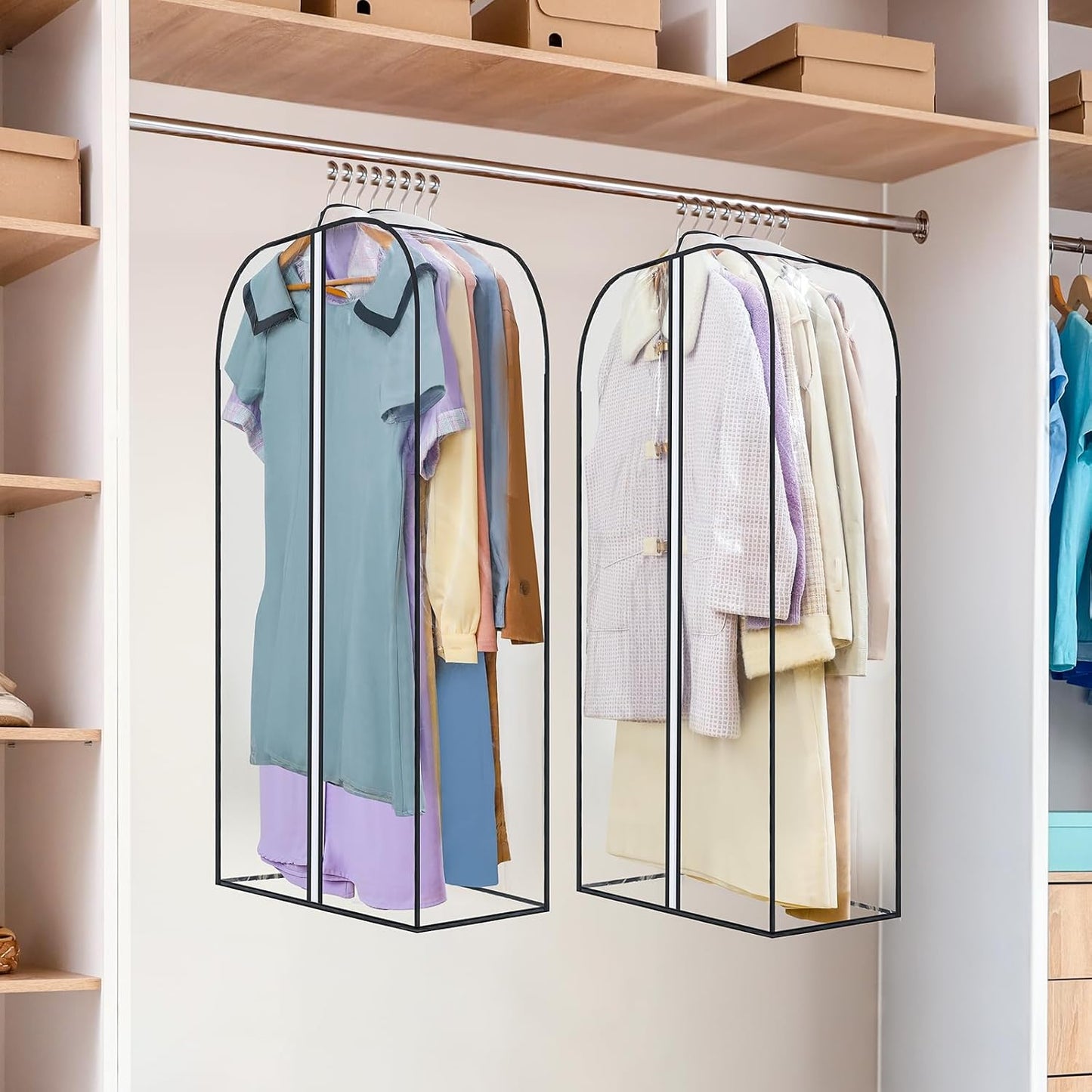 4 Packs Under Bed Storage Containers Bins-55L, 2 Pack Clear Garment Bags-40'' Long - V1259-DP01-A-4592