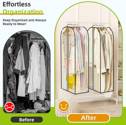 2 Packs Under Bed Storage Containers Bins-55L, Pack Clear Garment Bags-40'' Long - V1259-DP01-A-4593