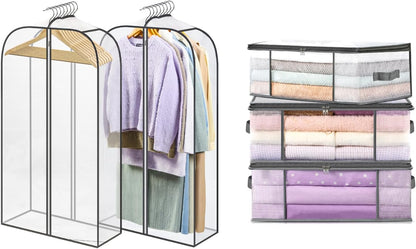 3-Pack Clothes Storage Bags-35L, 2 Pack Clear Garment Bags-40'' Long - V1259-DP01-A-4594