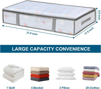 4 Packs Under Bed Storage Containers Bins-55L, 6 Pack Clear Garment Bags-40'' Long - V1259-DP01-A-4595