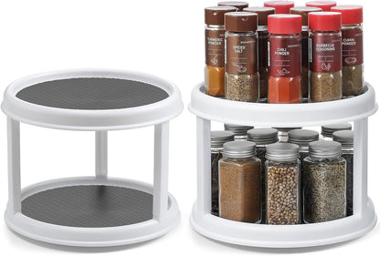 1 Pack 2 Tier Acrylic Clear Lazy Susan, 9.25inch + Pcak 10inch Plastic Susan - V1259-DP01-A-4598