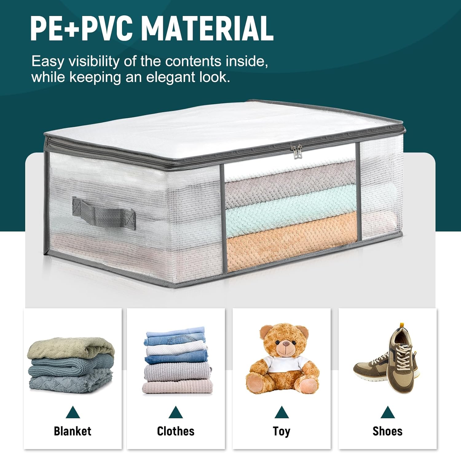 4 Packs Under Bed Storage Containers Bins-55L, 3-Pack Clothes Bags-35L - V1259-DP01-A-4601
