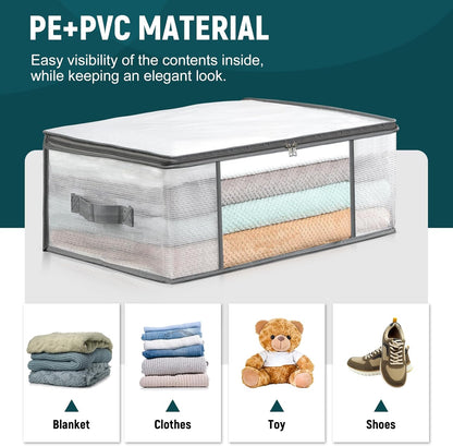 4 Packs Under Bed Storage Containers Bins-55L, 3-Pack Clothes Bags-35L - V1259-DP01-A-4601