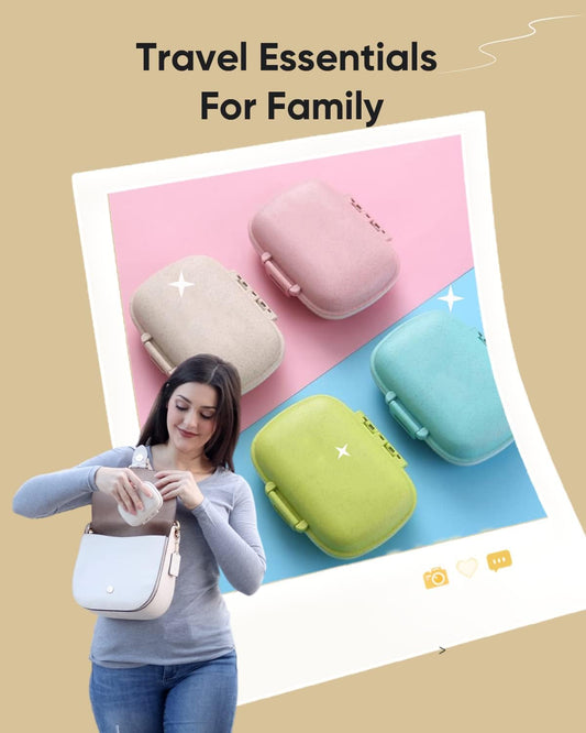 4PS 8 Compartments Travel Pill Organizer, Pocket Pharmacy for Purse Daily Box Portable Medicine Organizer V1259-DP01-A-4619