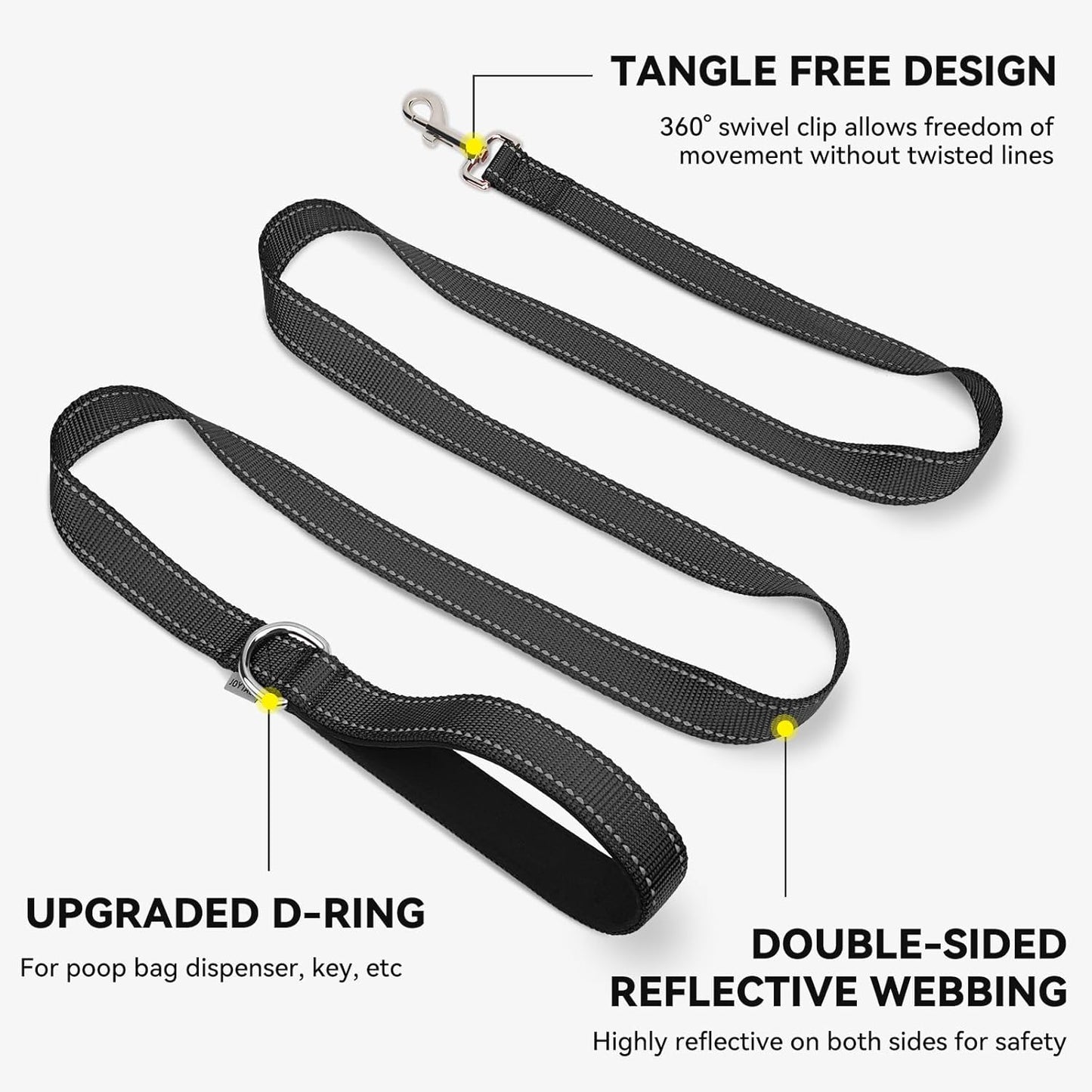 Dog Leash, 6 FT Double-Sided Reflective, Padded Handle Nylon Heavy Duty Leashes for Medium & Large Dogs V1259-DP01-A-4620