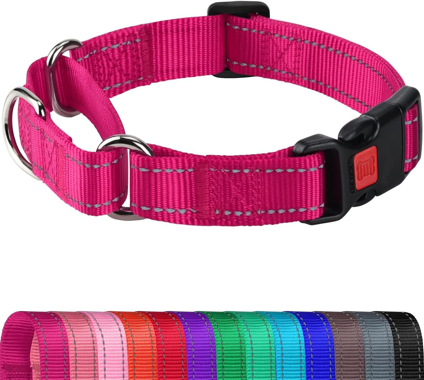 Martingale Collar for Dogs, Reflective Heavy Duty Safety, Quick Release Buckle, Adjustable Nylon Collars V1259-DP01-A-4624
