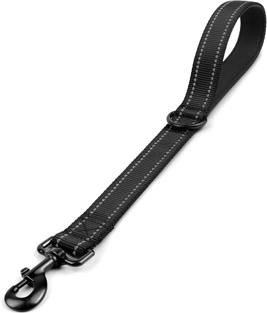 Strong Short Dog Leash 18 Inch, 1.2 Inch Wide, Heavy Duty, Padded Handle for Traffic Control, Reflective V1259-DP01-A-4625