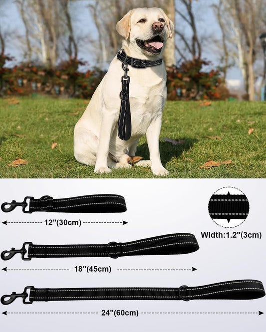 Strong Short Dog Leash 18 Inch, 1.2 Inch Wide, Heavy Duty, Padded Handle for Traffic Control, Reflective V1259-DP01-A-4625