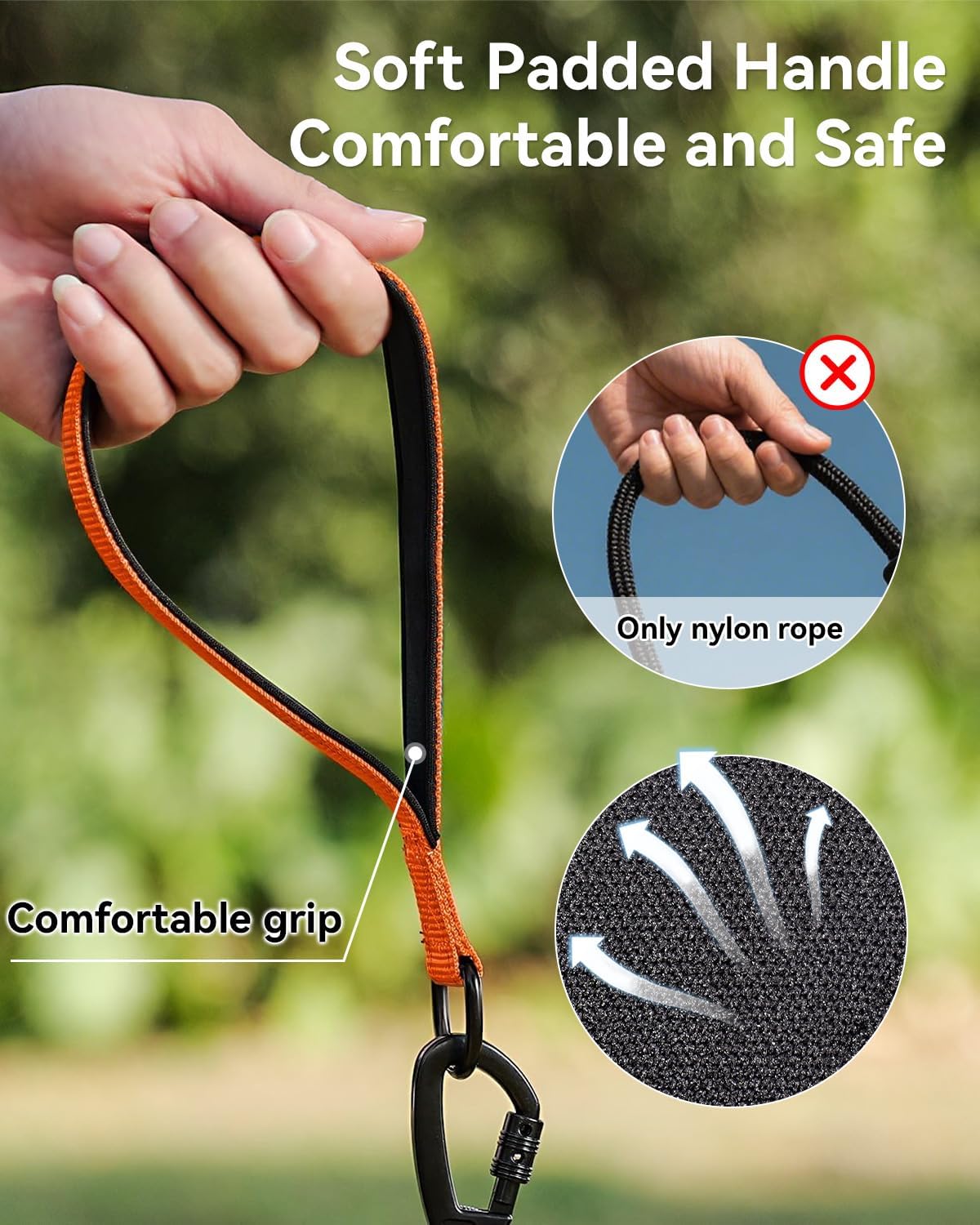 Long Leash for Dog with Removable Padded Handle, Heavy Duty Lead Large Medium Dogs, Reflective Training Play, V1259-DP01-A-4627