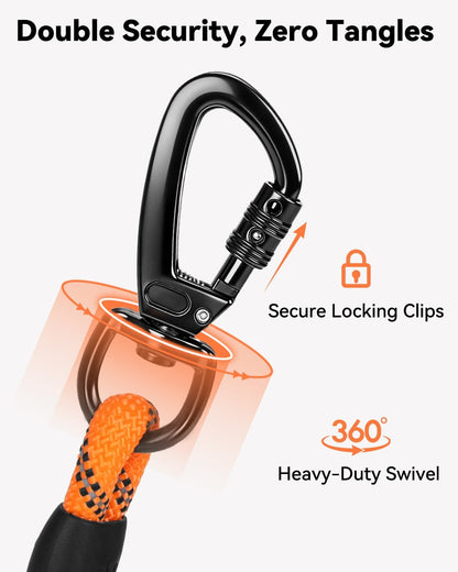 Long Leash for Dog with Removable Padded Handle, Heavy Duty Lead Large Medium Dogs, Reflective Training Play, V1259-DP01-A-4627