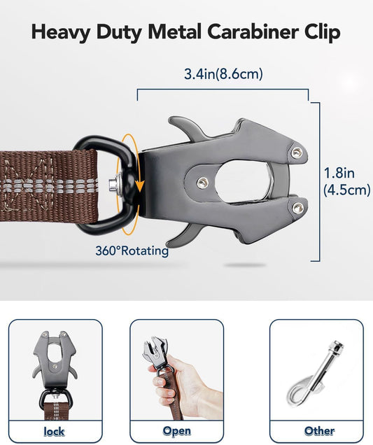 Tactical Dog Collar(17"-21") and Leash Set, Shock Absorbing Bungee Adjustable Strong Collar with Handle for V1259-DP01-A-4641