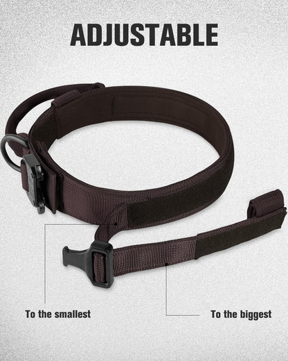 Tactical Dog Collar(17"-21") and Leash Set, Shock Absorbing Bungee Adjustable Strong Collar with Handle for V1259-DP01-A-4641