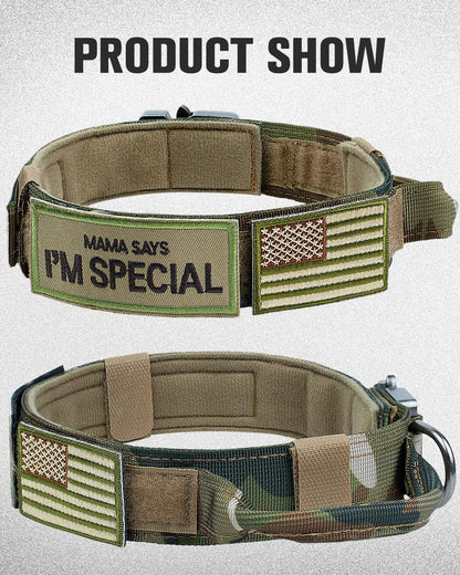 Tactical Dog Collar(17"-21") and Leash Set, Shock Absorbing Bungee Adjustable Strong Collar with Handle for V1259-DP01-A-4642