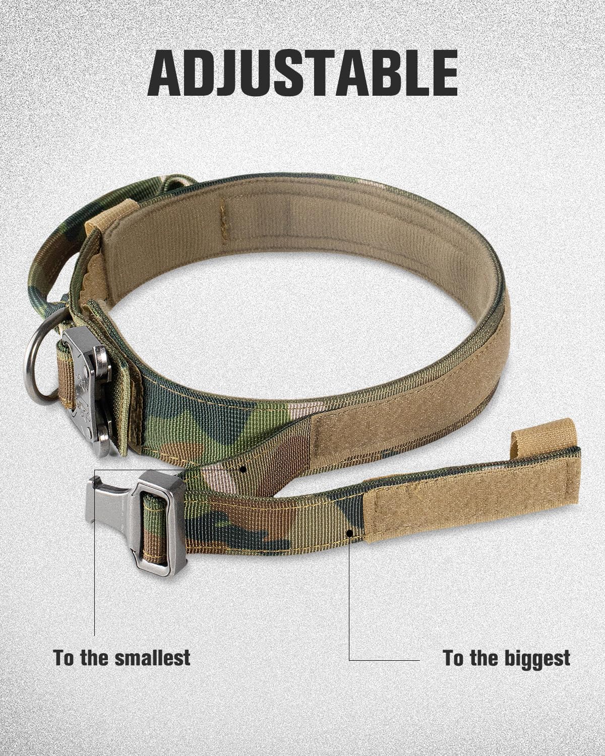 Tactical Dog Collar(17"-21") and Leash Set, Shock Absorbing Bungee Adjustable Strong Collar with Handle for V1259-DP01-A-4642