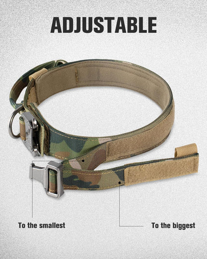 Tactical Dog Collar(17"-21") and Leash Set, Shock Absorbing Bungee Adjustable Strong Collar with Handle for V1259-DP01-A-4642