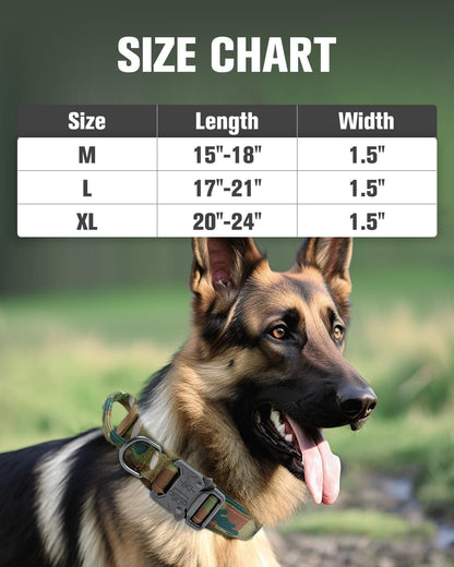 Tactical Dog Collar(17"-21") and Leash Set, Shock Absorbing Bungee Adjustable Strong Collar with Handle for V1259-DP01-A-4642