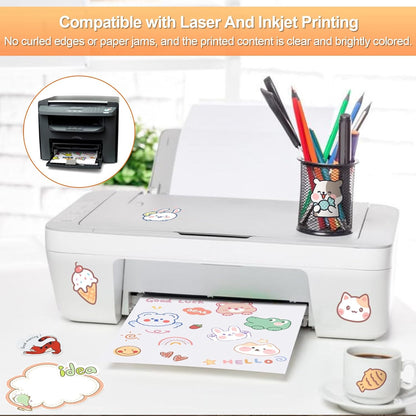 Printable Sticker Paper for Inkjet Printer, 40 Sheets 8.5"x11'' Matte Printer Full Sheet Labels Laser/Inkjet V1259-DP01-A-4647