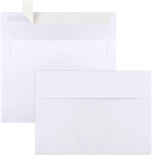 50 Packs 5x7 Envelopes, White A7 Envelopes for Invitations, Printable, Self Seal Weddings, Photos, Postcards, V1259-DP01-A-4648