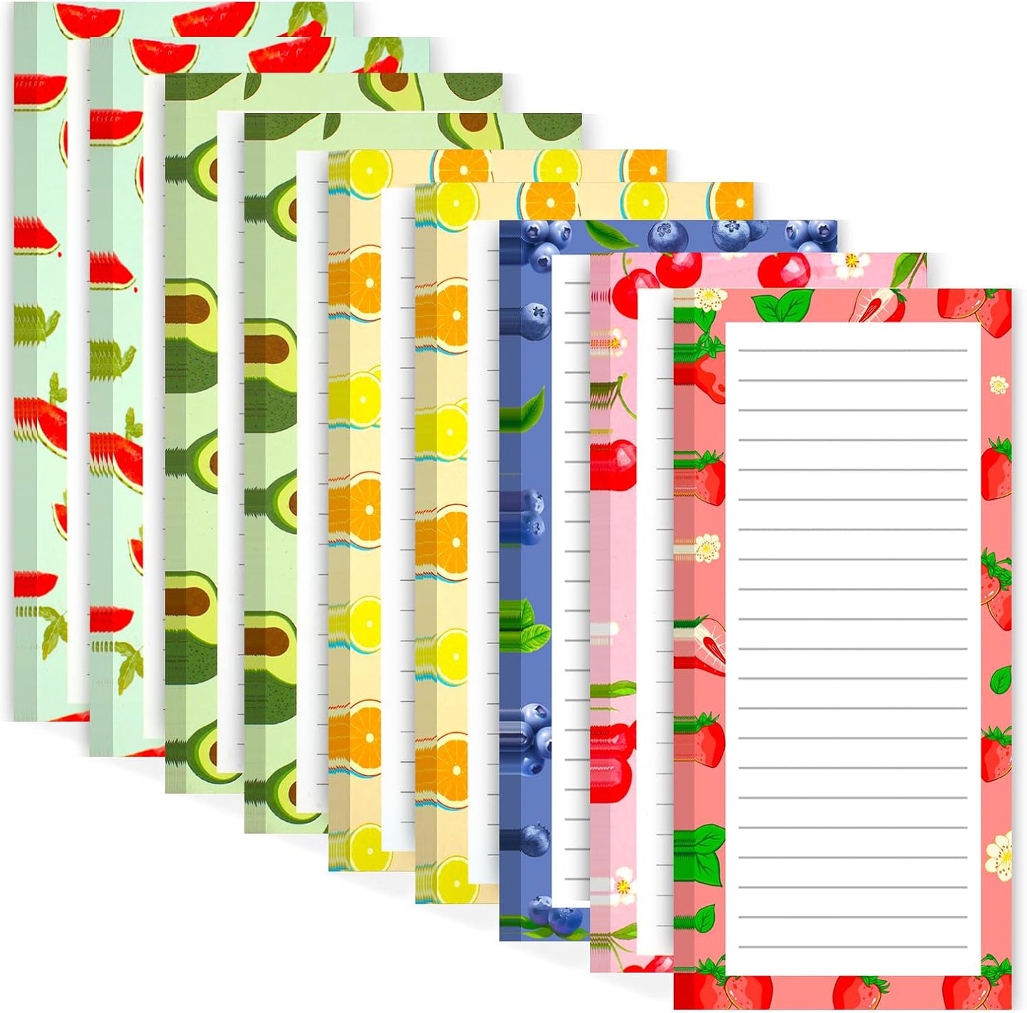 9 Pack Magnetic Notepads for Refrigerator, Fruit Design Grocery List Pad Fridge, Full Magnet Back Shopping V1259-DP01-A-4652