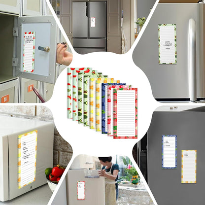 9 Pack Magnetic Notepads for Refrigerator, Fruit Design Grocery List Pad Fridge, Full Magnet Back Shopping V1259-DP01-A-4652