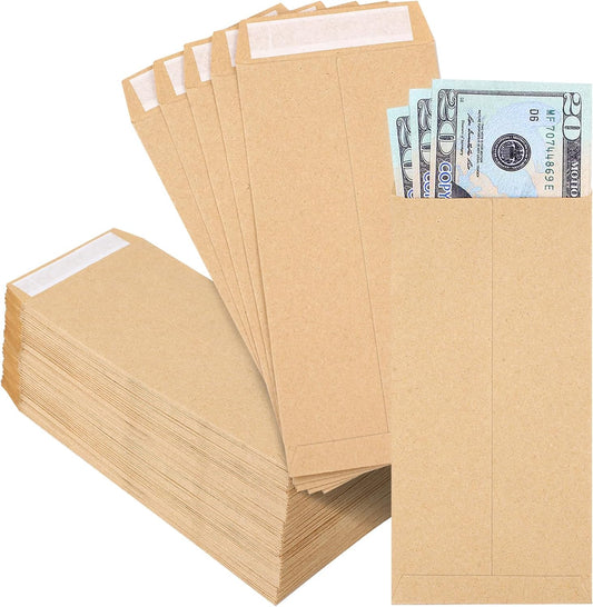 120 PCS Money Envelopes for Cash Kraft Paper, 6.5"x3.2" Small Self-Adhesive, Saving Challenge Coin Coin, V1259-DP01-A-4653