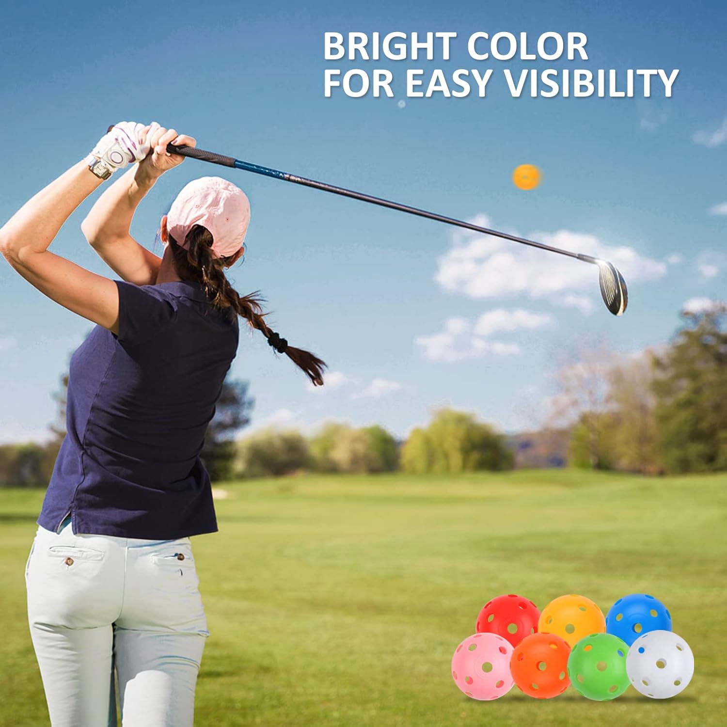 Practice Golf Balls 24 Pack, 42mm Plastic Balls, for Backyard, Training Swing Multicolor - V1259-DP01-A-4654