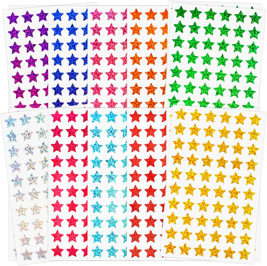3000 PCS Star Stickers, 0.6" Sparkly Holographic Kids Rewards Colors Sticker, Foil Sticker for Behavior V1259-DP01-A-4658