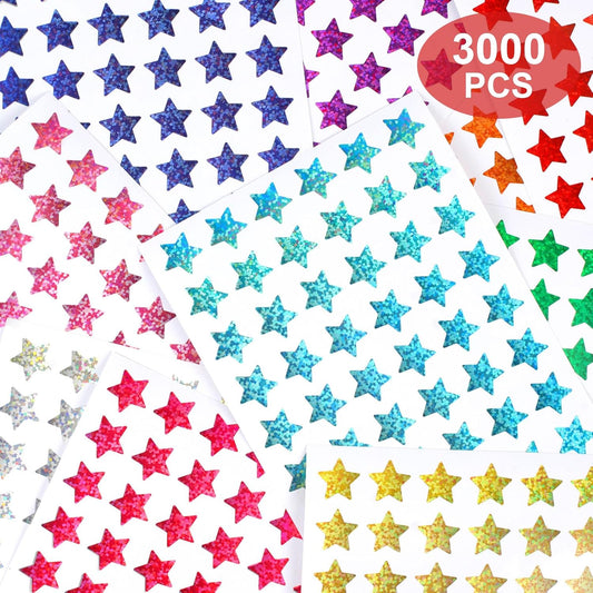 3000 PCS Star Stickers, 0.6" Sparkly Holographic Kids Rewards Colors Sticker, Foil Sticker for Behavior V1259-DP01-A-4658