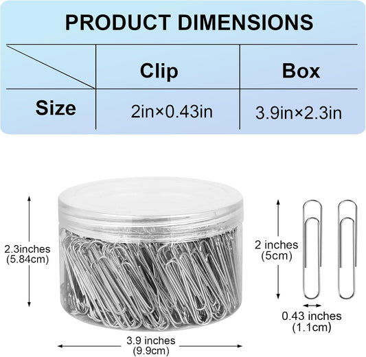 280 Pcs Large Paper Clips, 2 Inch Jumbo Silver Paperclips, Stainless Steel Paperclips Office for Teacher V1259-DP01-A-4660
