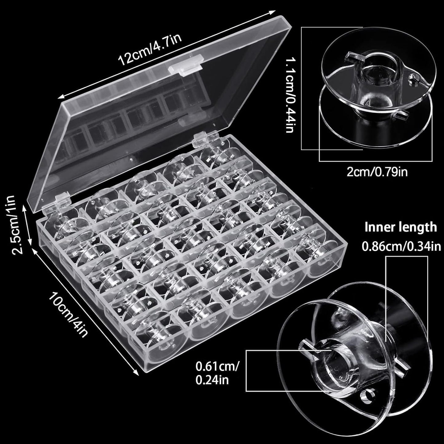 50 Pcs Bobbins, Plastic Bobbins for Brother Sewing Machine, with Bobbin Case, Sin-ger/Bro-Ther, Singer V1259-DP01-A-4661
