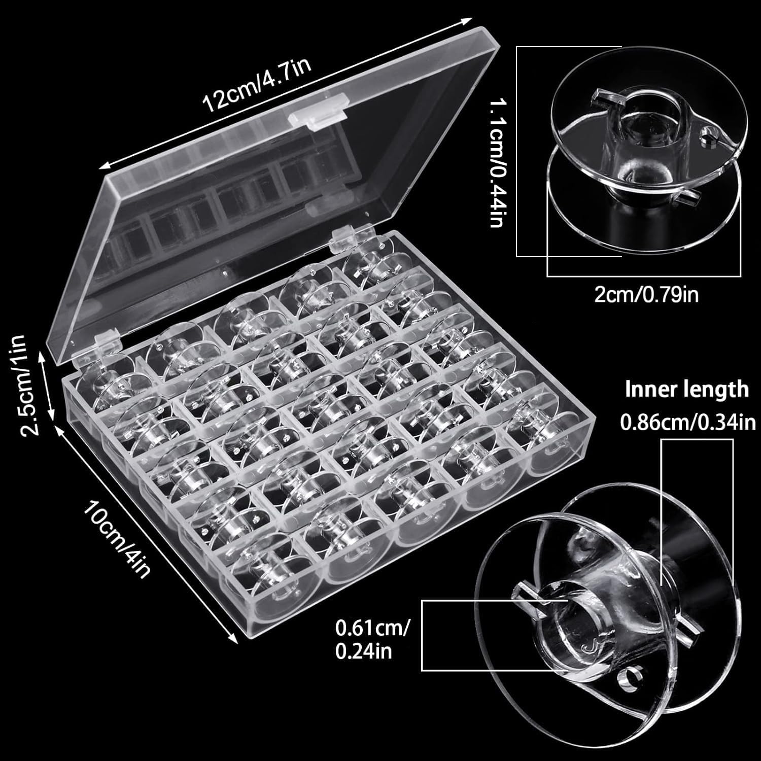 50 Pcs Bobbins, Plastic Bobbins for Brother Sewing Machine, with Bobbin Case, Sin-ger/Bro-Ther, Singer V1259-DP01-A-4661