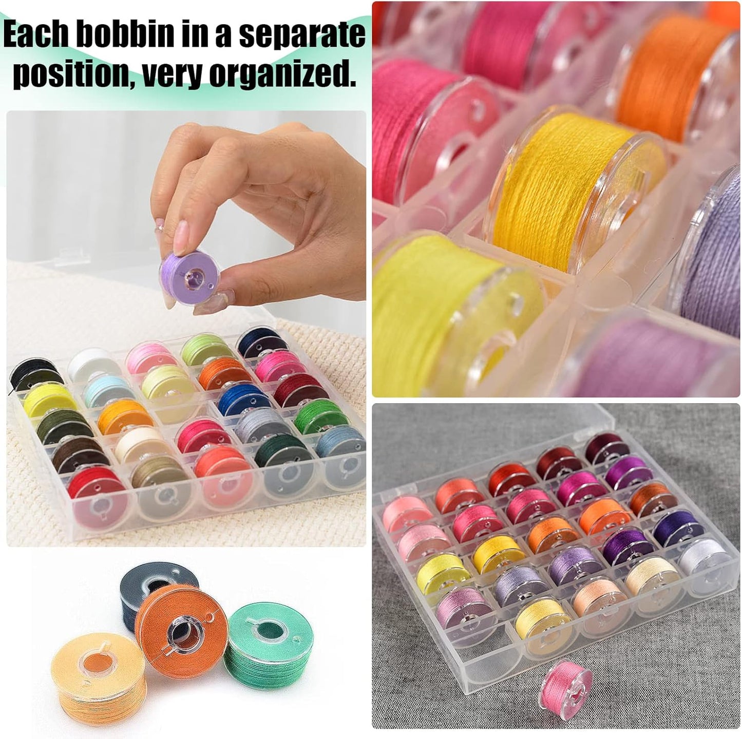 50 Pcs Bobbins, Plastic Bobbins for Brother Sewing Machine, with Bobbin Case, Sin-ger/Bro-Ther, Singer V1259-DP01-A-4661