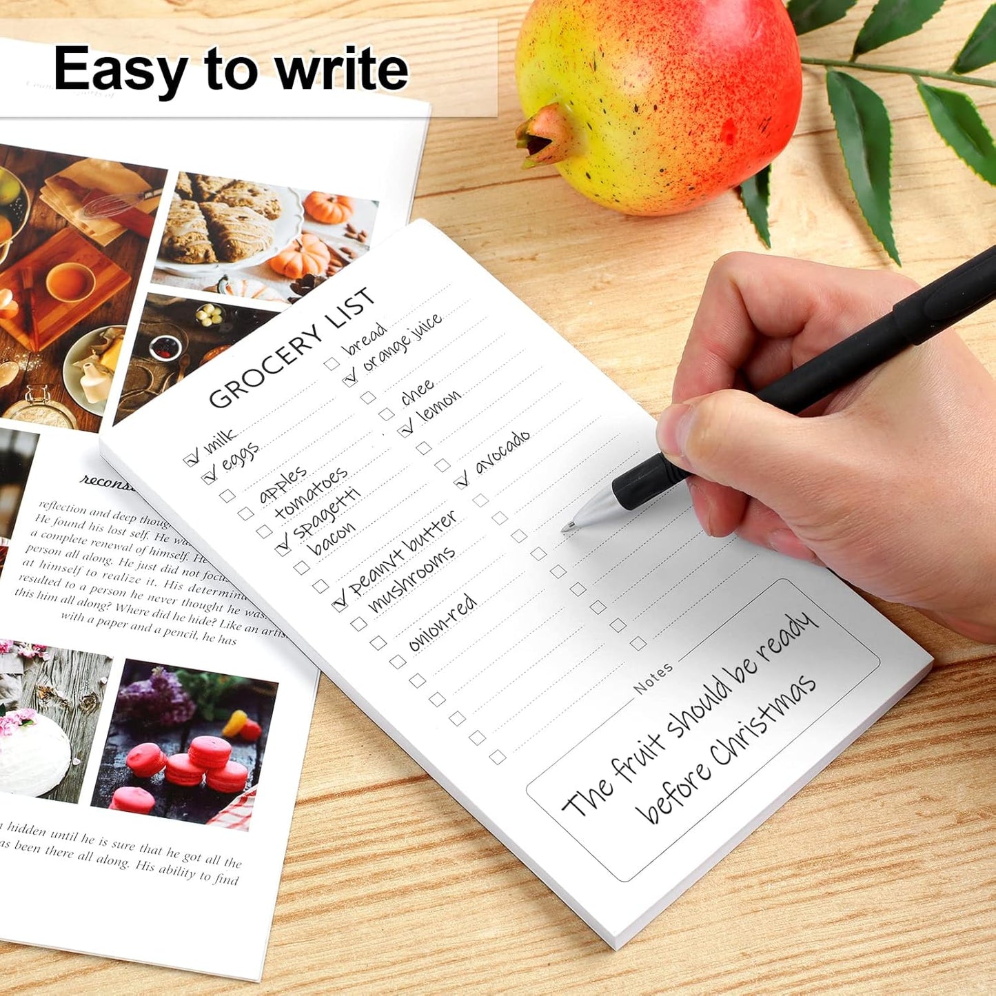 Grocery List Magnet Pad for Fridge, 2 Pack Magnetic Notepads Refrigerator, Full Back Shopping Lists, 60 V1259-DP01-A-4665