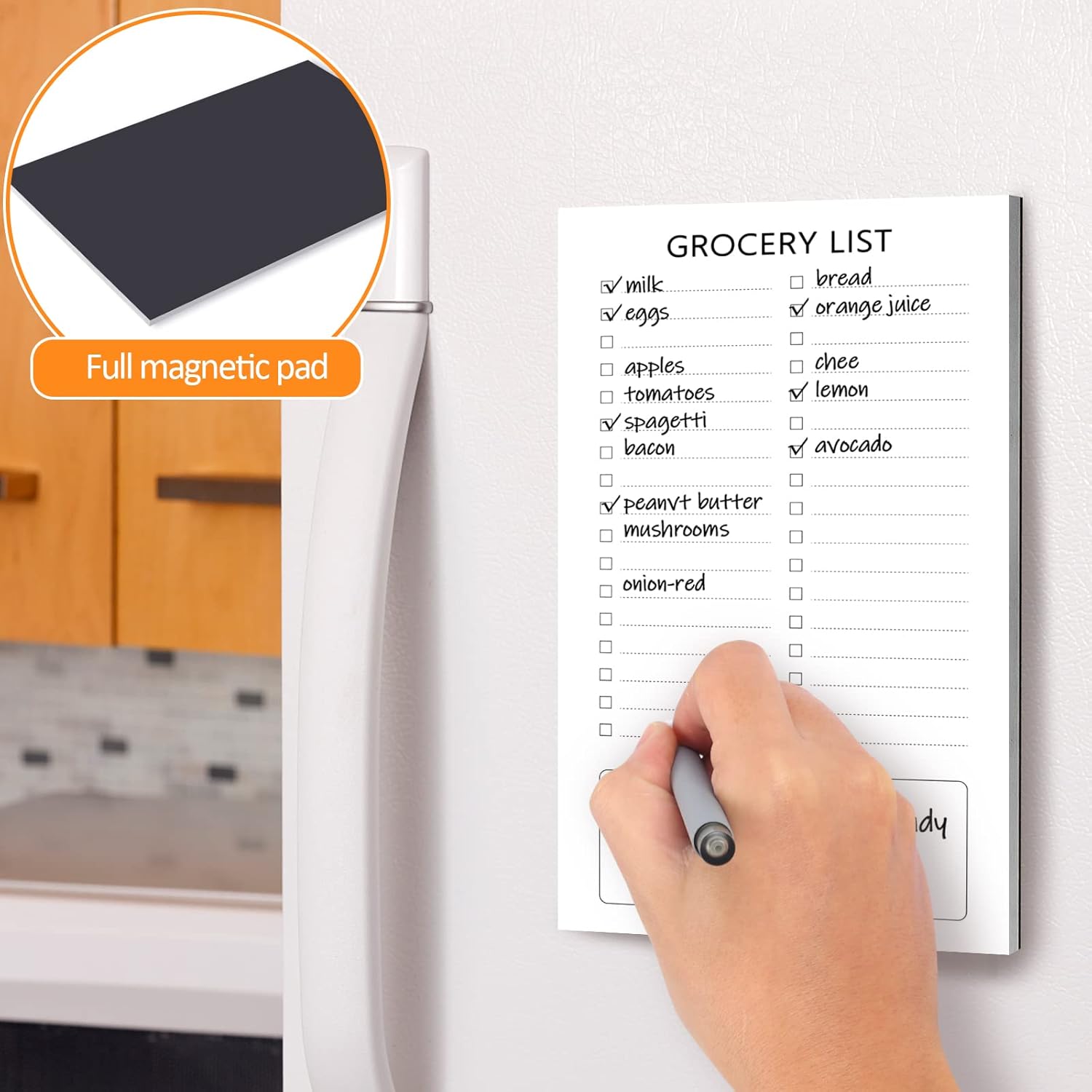 Grocery List Magnet Pad for Fridge, 2 Pack Magnetic Notepads Refrigerator, Full Back Shopping Lists, 60 V1259-DP01-A-4665
