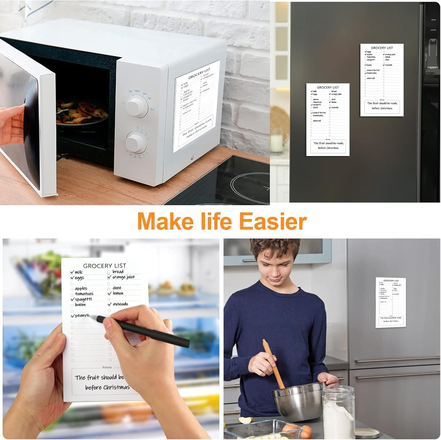 Grocery List Magnet Pad for Fridge, 2 Pack Magnetic Notepads Refrigerator, Full Back Shopping Lists, 60 V1259-DP01-A-4665