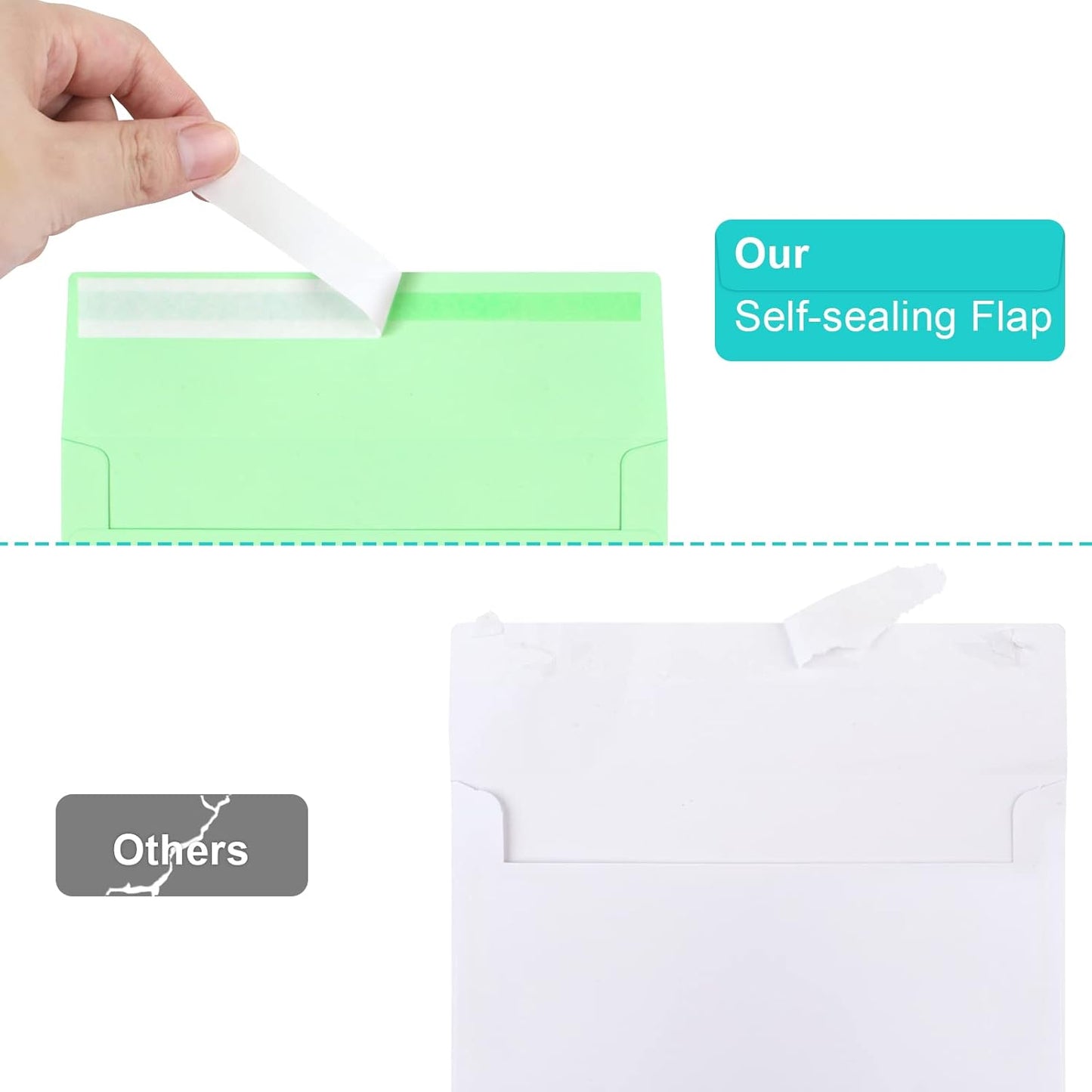 50 Pack Colored Envelope, 5x7 Envelopes, A7 Envelopes for Invitations, Printable Invitation Envelope V1259-DP01-A-4667